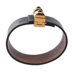 Pre Owned Hermès Bicolor Leather Gold Plated Illusion Bracelet