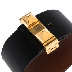 Pre Owned Hermès Bicolor Leather Gold Plated Illusion Bracelet