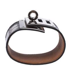 Pre Owned Hermès Black Alligator Leather Kelly Dog Cuff Bracelet 