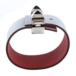Pre Owned Hermès Bicolor Leather Palladium Plated Illusion Bracelet PM
