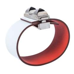 Pre Owned Hermès Bicolor Leather Palladium Plated Illusion Bracelet PM