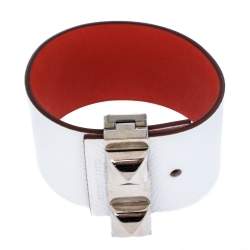 Pre Owned Hermès Bicolor Leather Palladium Plated Illusion Bracelet PM