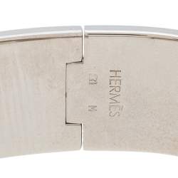 Pre Owned Hermès Clic Clac H Yellow Enamel Palladium Plated Wide Bracelet PM