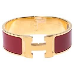 New Hermes Clic Clac H Bracelet Vert Flamboyent GM Yellow Gold Hardware GM  at 1stDibs