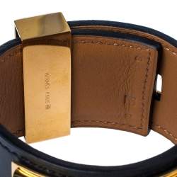 Pre Owned Hermès Black Leather Collier de Chien Cuff Bracelet S