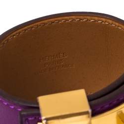 Pre Owned Hermès Anemone Leather Collier de Chien Cuff Bracelet S