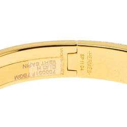 Hermès Clic H Vert Sapin Enamel Gold Plated Narrow Bracelet GM