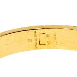 Hermes Clic H Blue Enamel Gold Plated Narrow Bracelet GM