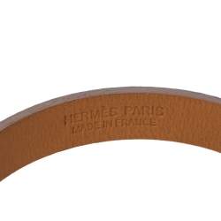 Pre Owned Hermès Java 10 White Leather Gold Plated Bracelet XS