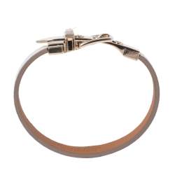 Pre Owned Hermès Java 10 White Leather Gold Plated Bracelet XS