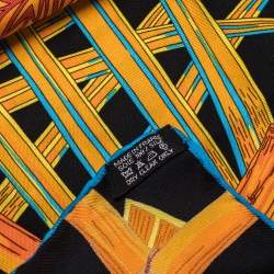 Pre Owned Hermès Black & Orange Mythes et Metamorphoses Silk Scarf