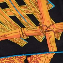 Pre Owned Hermès Black & Orange Mythes et Metamorphoses Silk Scarf
