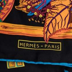 Pre Owned Hermès Black & Orange Mythes et Metamorphoses Silk Scarf