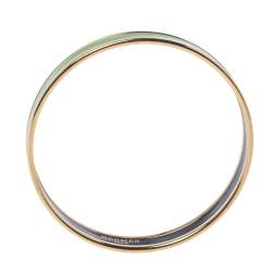 Pre Owned Hermès Calèche Green Enamel Gold Plated Narrow Bangle Bracelet