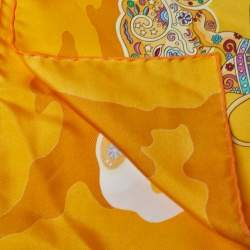 Pre Owned Hermès Yellow Silk Nuees Imaginaires Silk Scarf