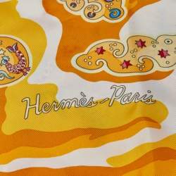 Pre Owned Hermès Yellow Silk Nuees Imaginaires Silk Scarf