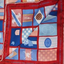 Pre Owned Hermès Red Voyage en Hermès Silk Scarf