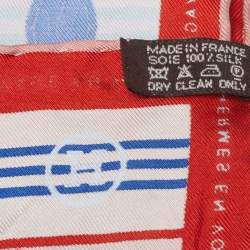 Pre Owned Hermès Red Voyage en Hermès Silk Scarf