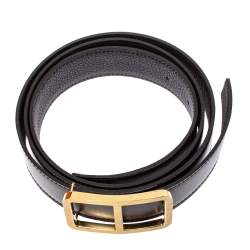 Pre Owned Hermes Chocolat Leather Reversible Domino Belt 100 CM