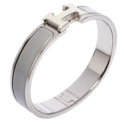 Pre Owned Hermes Clic H Bi-Color Enamel Palladium Plated Bracelet PM