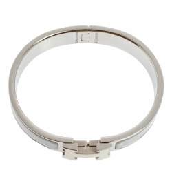 Pre Owned Hermes Clic H Bi-Color Enamel Palladium Plated Bracelet PM