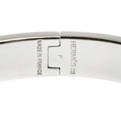 Pre Owned Hermes Clic H Bi-Color Enamel Palladium Plated Bracelet PM