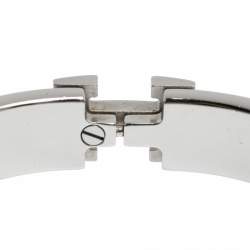 Pre Owned Hermes Clic H Bi-Color Enamel Palladium Plated Bracelet PM