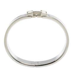 Pre Owned Hermes Clic H Bi-Color Enamel Palladium Plated Bracelet PM