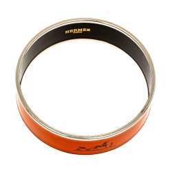 Hermès Orange Enamel Calèche Wide Bangle Bracelet