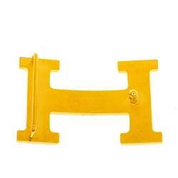 Pre Owned Hermès H Calandre Striée Gold Plated Belt Buckle