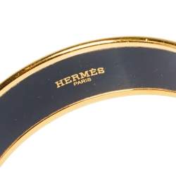 Hermès Sage Green Enamel Calèche Gold Plated Wide Bangle Bracelet