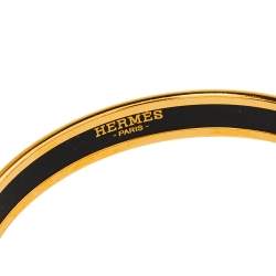 Pre Owned  Hermès Balcons du Guadalquivir White Enamel Gold Plated Narrow Bangle