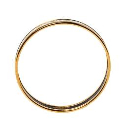 Pre Owned  Hermès Balcons du Guadalquivir White Enamel Gold Plated Narrow Bangle