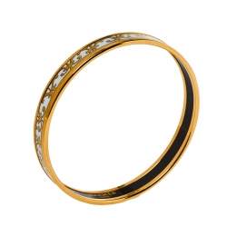 Pre Owned  Hermès Balcons du Guadalquivir White Enamel Gold Plated Narrow Bangle