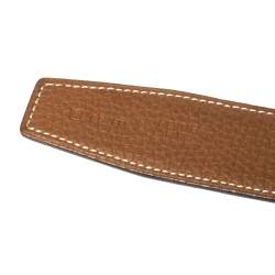 Pre Owned Hermes Noir/Gold Blue Swift and Togo Leather H Buckle Belt Size 85CM