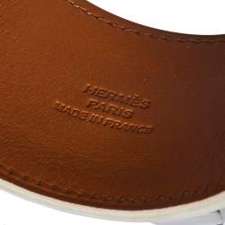 Pre Owned Hermes Collier De Chien Epsom Leather Palladium Plated Cuff Bracelet S