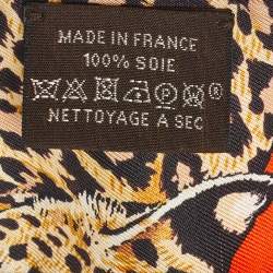 Pre Owned Hermès Red Jungle Love Print Silk Twilly