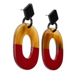 Pre Owned Hermes Isthme Lacquered Buffalo Horn Drop Earrings