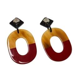 Pre Owned Hermes Isthme Lacquered Buffalo Horn Drop Earrings