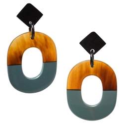 Pre Owned Hermes Isthme Lacquered Buffalo Horn Drop Earrings