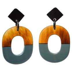 Pre Owned Hermes Isthme Lacquered Buffalo Horn Drop Earrings