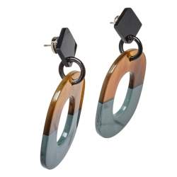 Pre Owned Hermes Isthme Lacquered Buffalo Horn Drop Earrings