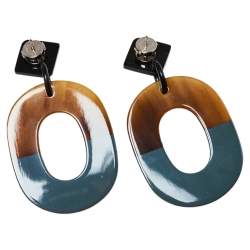Pre Owned Hermes Isthme Lacquered Buffalo Horn Drop Earrings