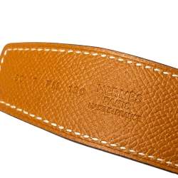 Pre Owned Hermes Gold/Black Togo and Swift Leather Constance Reversible Belt 95CM