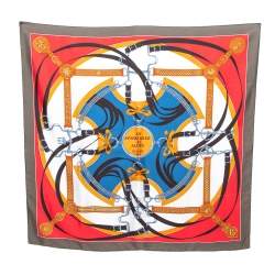 Hermes Red Silk La Promenade du Matin Giant Triangle Scarf d