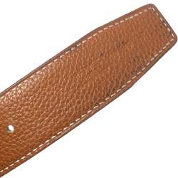 Pre Owned Hermes Gold/Noir Togo and Swift Leather Constance Reversible Belt 85CM