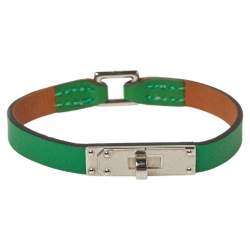 Pre Owned Hermès Green Leather Micro Kelly Bracelet S