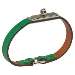 Pre Owned Hermès Green Leather Micro Kelly Bracelet S