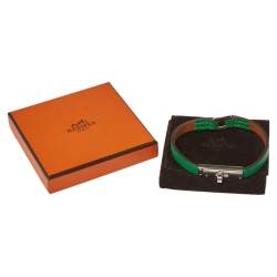 Pre Owned Hermès Green Leather Micro Kelly Bracelet S