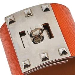 Pre Owned Hermès Orange Leather Extreme Kelly Bracelet S